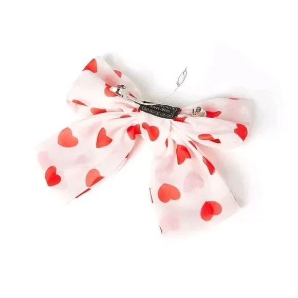 Heart Pattern Bow Barrette - Picture 2 of 3